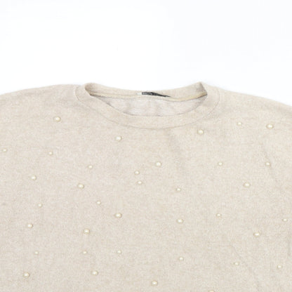 Womens UK Size S Zara Beige Pullover Jumper