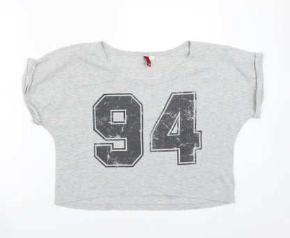 Womens UK Size 14 H&M Grey Basic T-Shirt