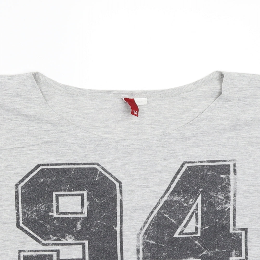 Womens UK Size 14 H&M Grey Basic T-Shirt