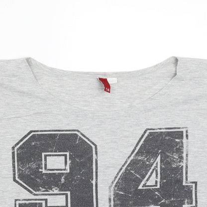 Womens UK Size 14 H&M Grey Basic T-Shirt