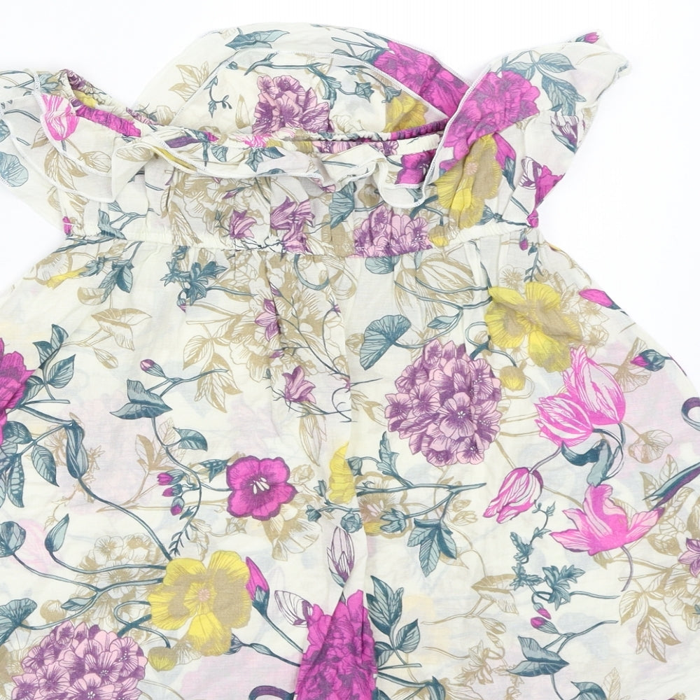 H&M Womens Ivory Floral  Basic Blouse Size 8