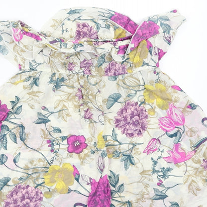 H&M Womens Ivory Floral  Basic Blouse Size 8