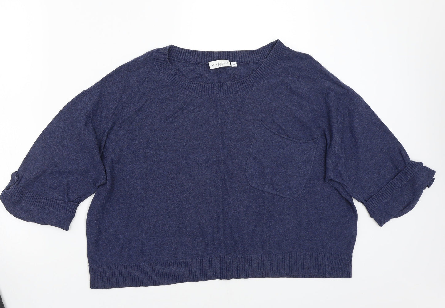 Womens UK Size 14 Newlook Blue Basic T-Shirt