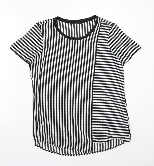 George Womens White Striped  Basic T-Shirt Size 8