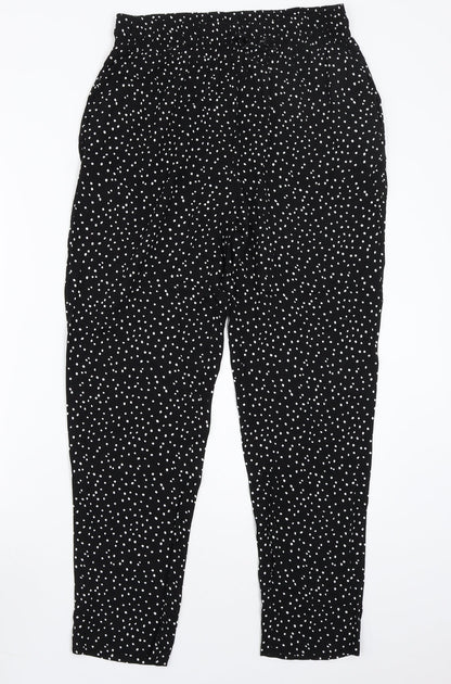 Select Womens Black Polka Dot Rayon Trousers  Size 12 L25 in