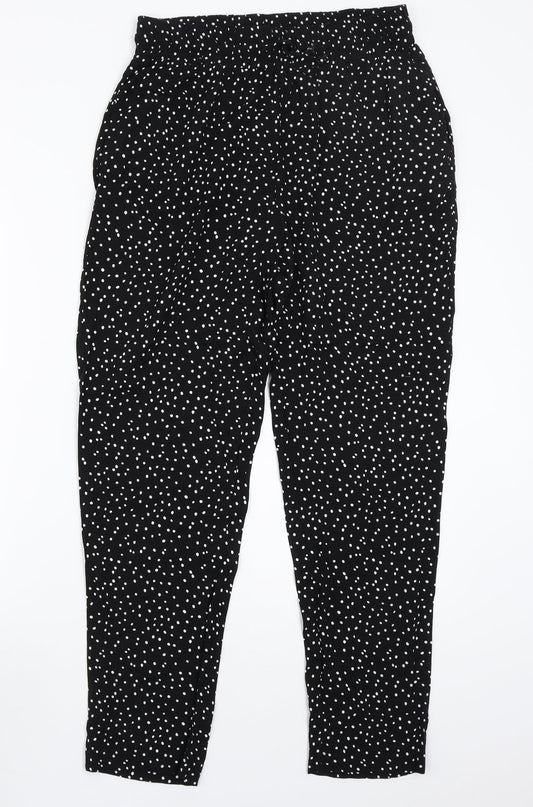 Select Womens Black Polka Dot Rayon Trousers  Size 12 L25 in