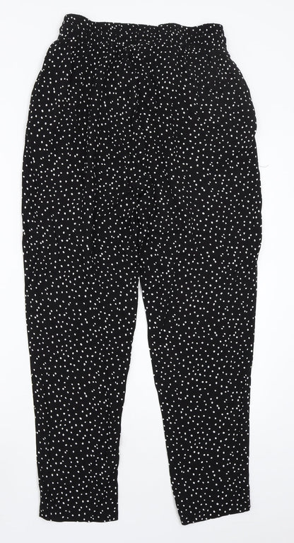 Select Womens Black Polka Dot Rayon Trousers  Size 12 L25 in