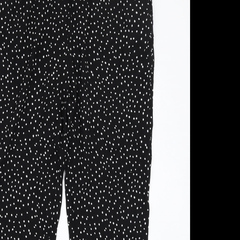 Select Womens Black Polka Dot Rayon Trousers  Size 12 L25 in