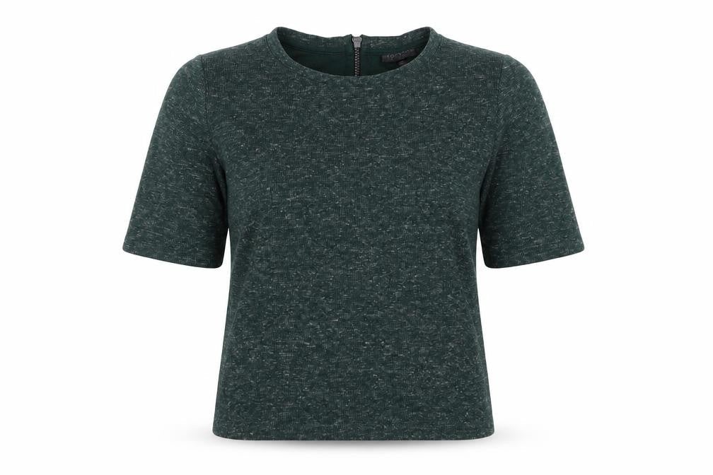 Womens UK Size 8 Topshop Green Basic T-Shirt