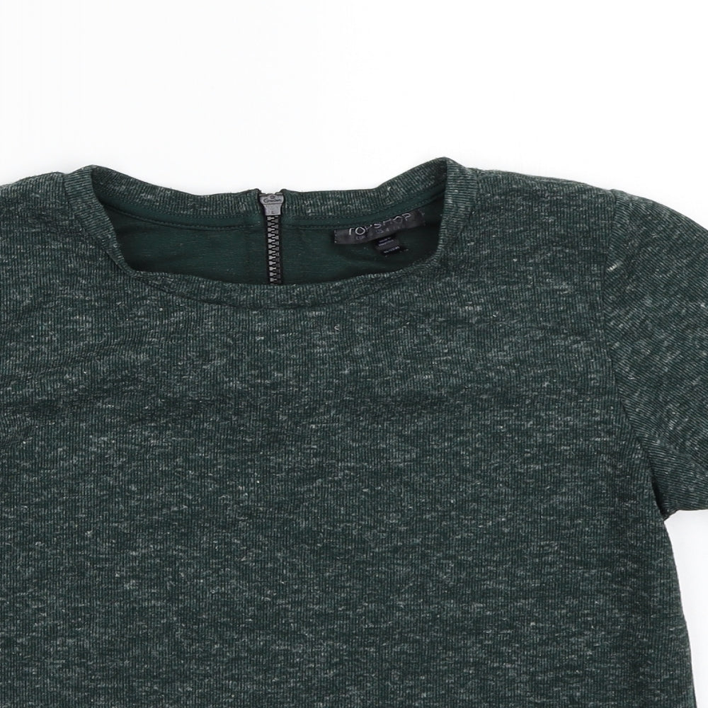 Womens UK Size 8 Topshop Green Basic T-Shirt