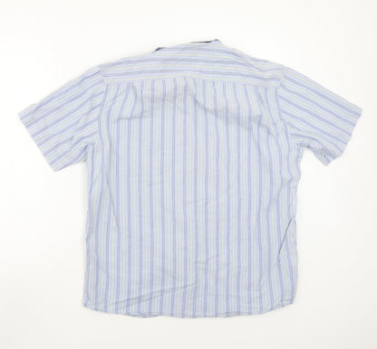 Marks and Spencer Mens Blue Striped   Button-Up Size M