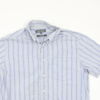 Marks and Spencer Mens Blue Striped   Button-Up Size M