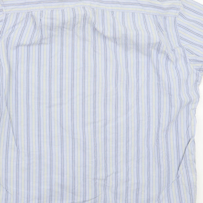 Marks and Spencer Mens Blue Striped   Button-Up Size M