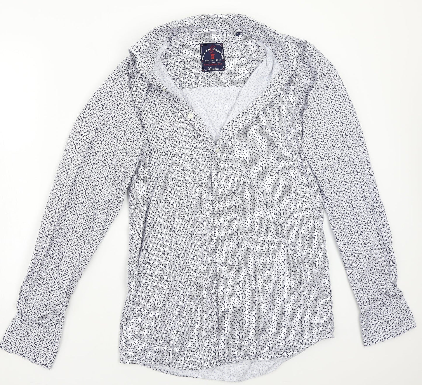 William & edwards Mens White Polka Dot   Button-Up Size 16.5