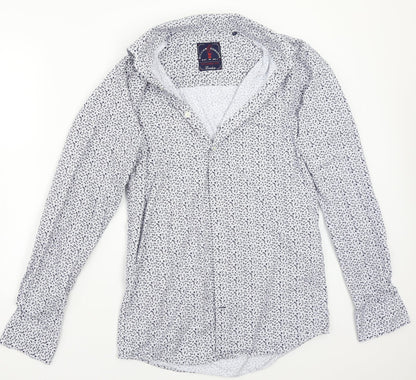 William & edwards Mens White Polka Dot   Button-Up Size 16.5