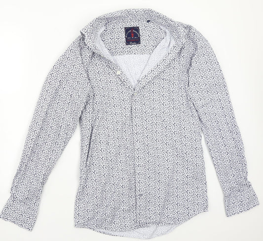 William & edwards Mens White Polka Dot   Button-Up Size 16.5