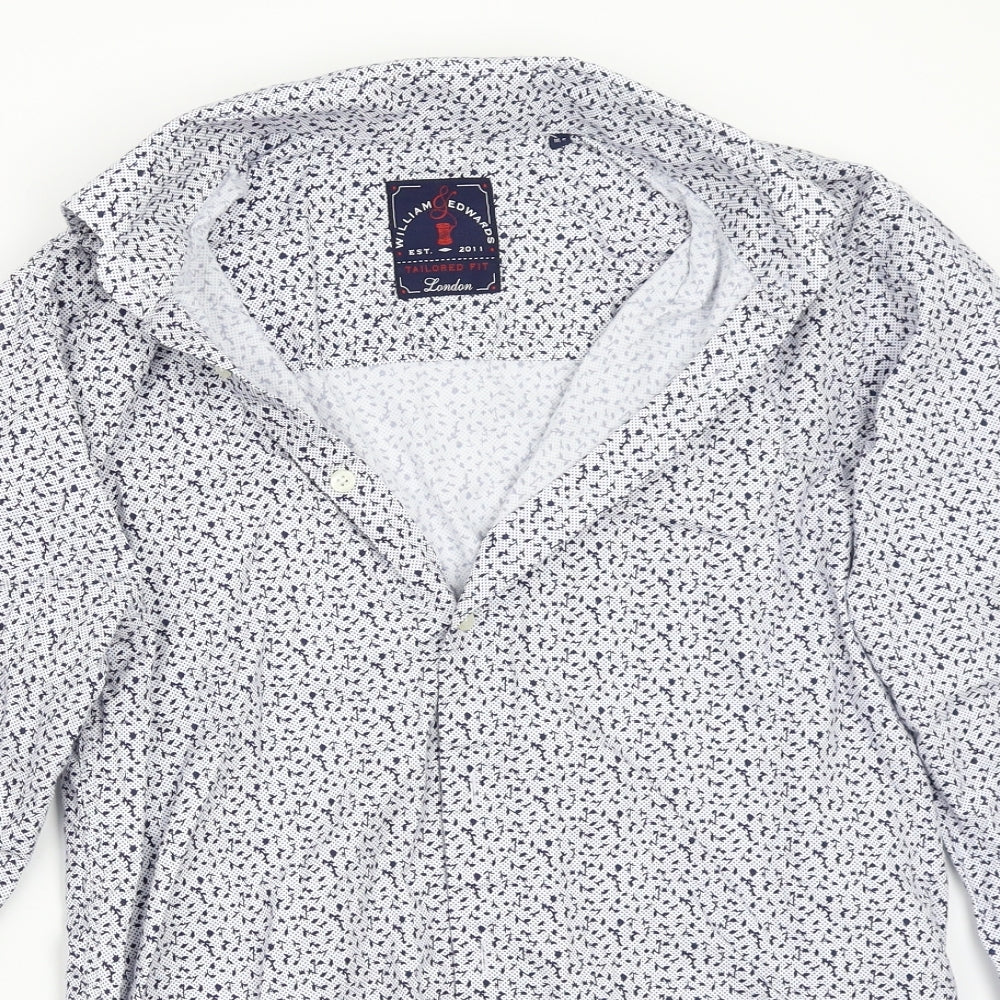 William & edwards Mens White Polka Dot   Button-Up Size 16.5