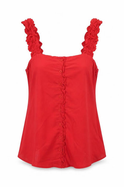 Topshop Womens Red   Basic Button-Up Size 12