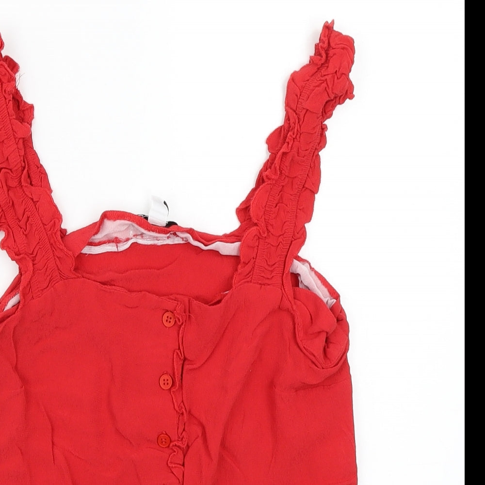 Topshop Womens Red   Basic Button-Up Size 12