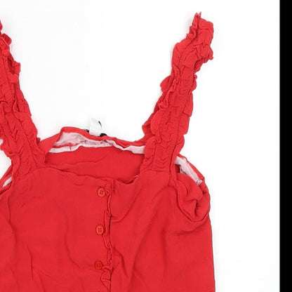 Topshop Womens Red   Basic Button-Up Size 12