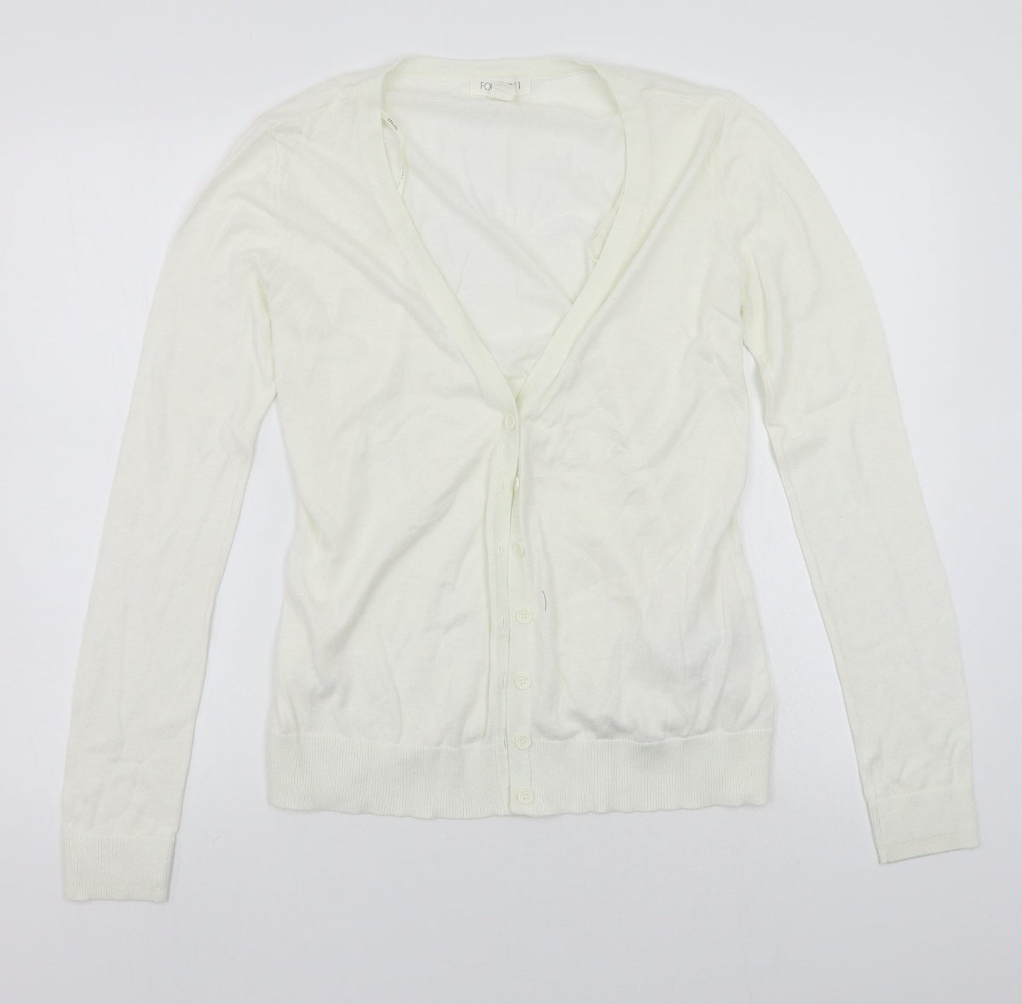 FOREVER 21 Womens White   Cardigan Jumper Size M