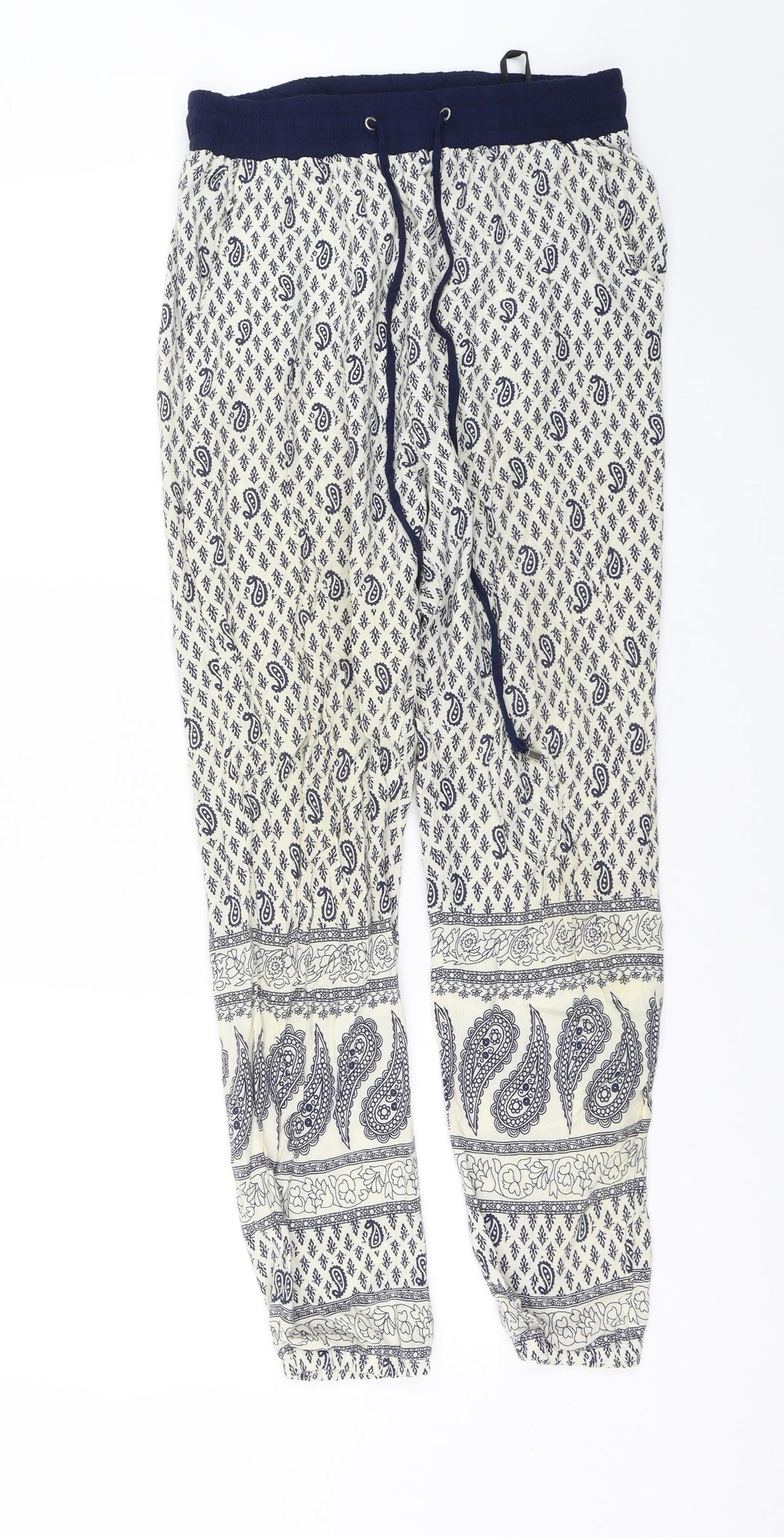 Atmosphere Womens White Paisley  Trousers  Size 10 L24 in