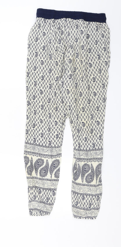Atmosphere Womens White Paisley  Trousers  Size 10 L24 in