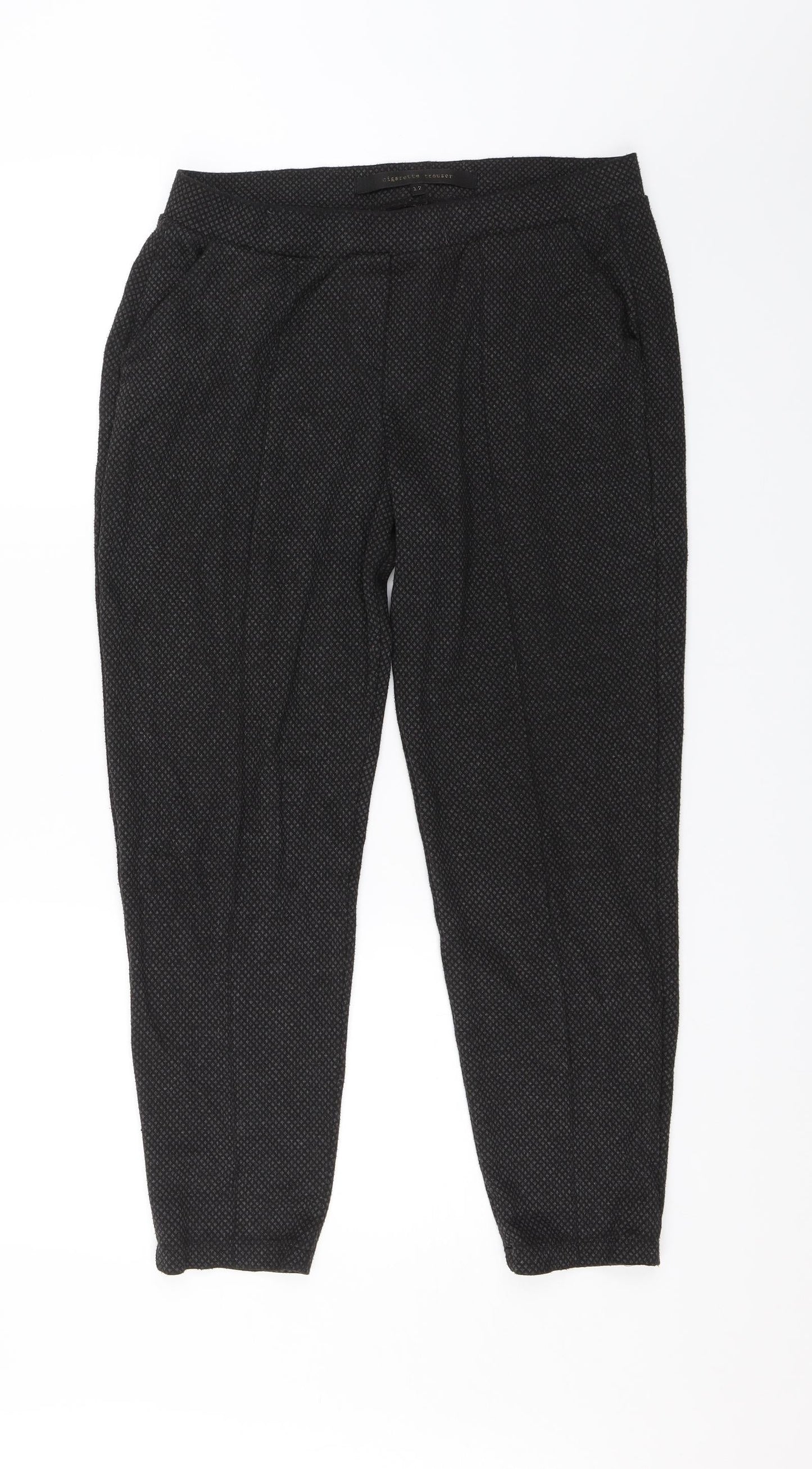 Womens UK Size 12 Preworn Regular Fit  Black Trousers