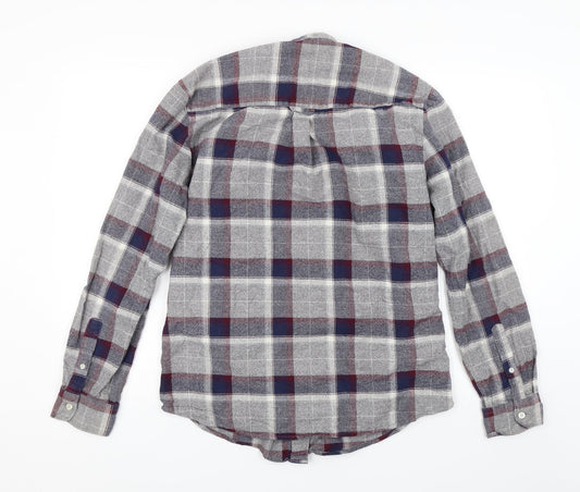 Silver Eight Mens Grey Plaid   Button-Up Size L