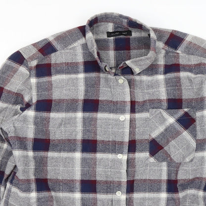 Silver Eight Mens Grey Plaid   Button-Up Size L