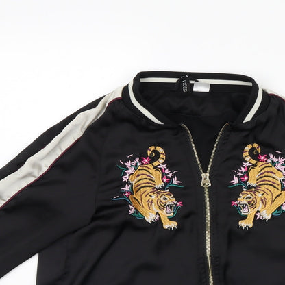 Divided Womens Black Animal Print  Jacket  Size 4