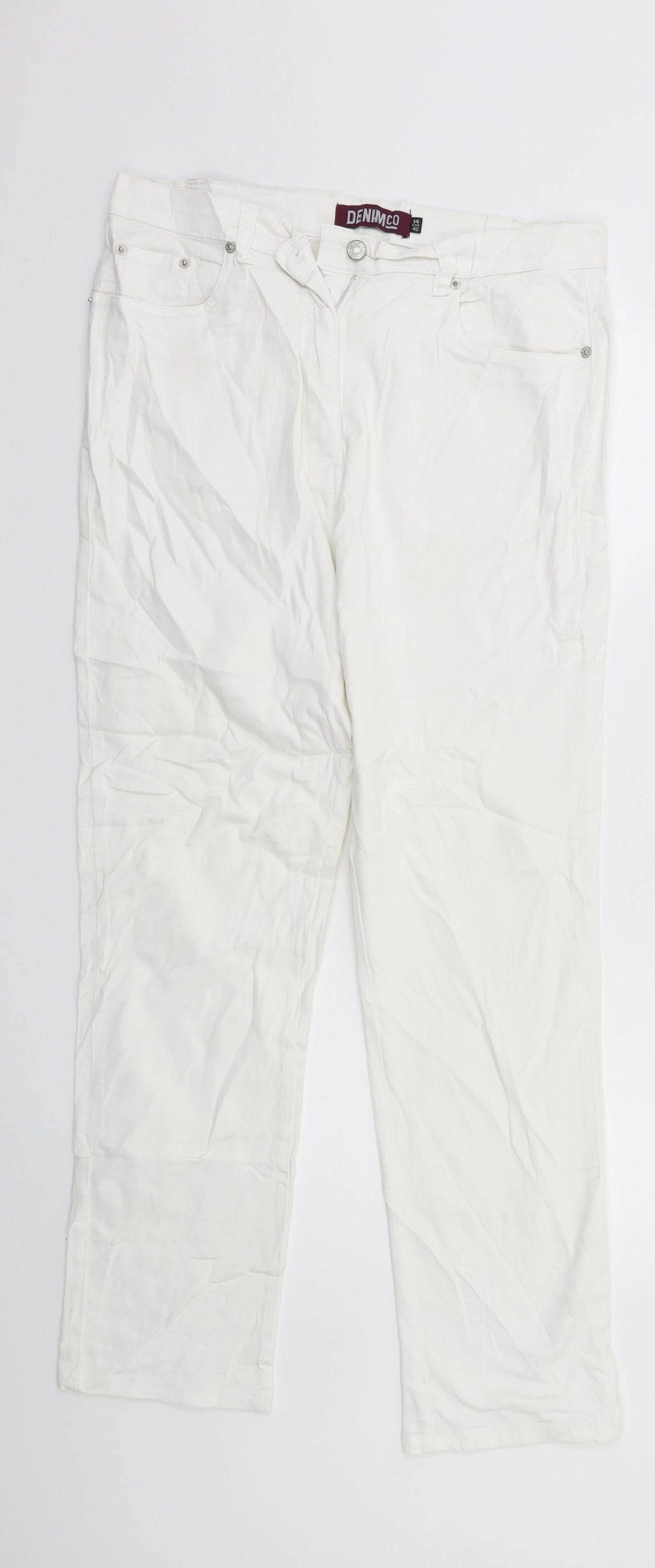 Denim & Co. Womens White   Straight Jeans Size 14 L27 in