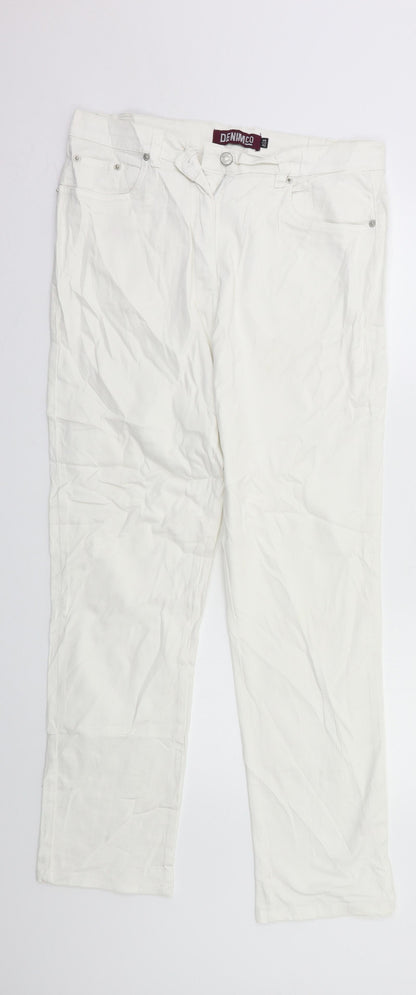 Denim & Co. Womens White   Straight Jeans Size 14 L27 in
