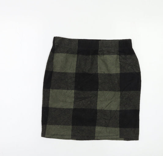 Select Womens Green Check  Mini Skirt Size 10