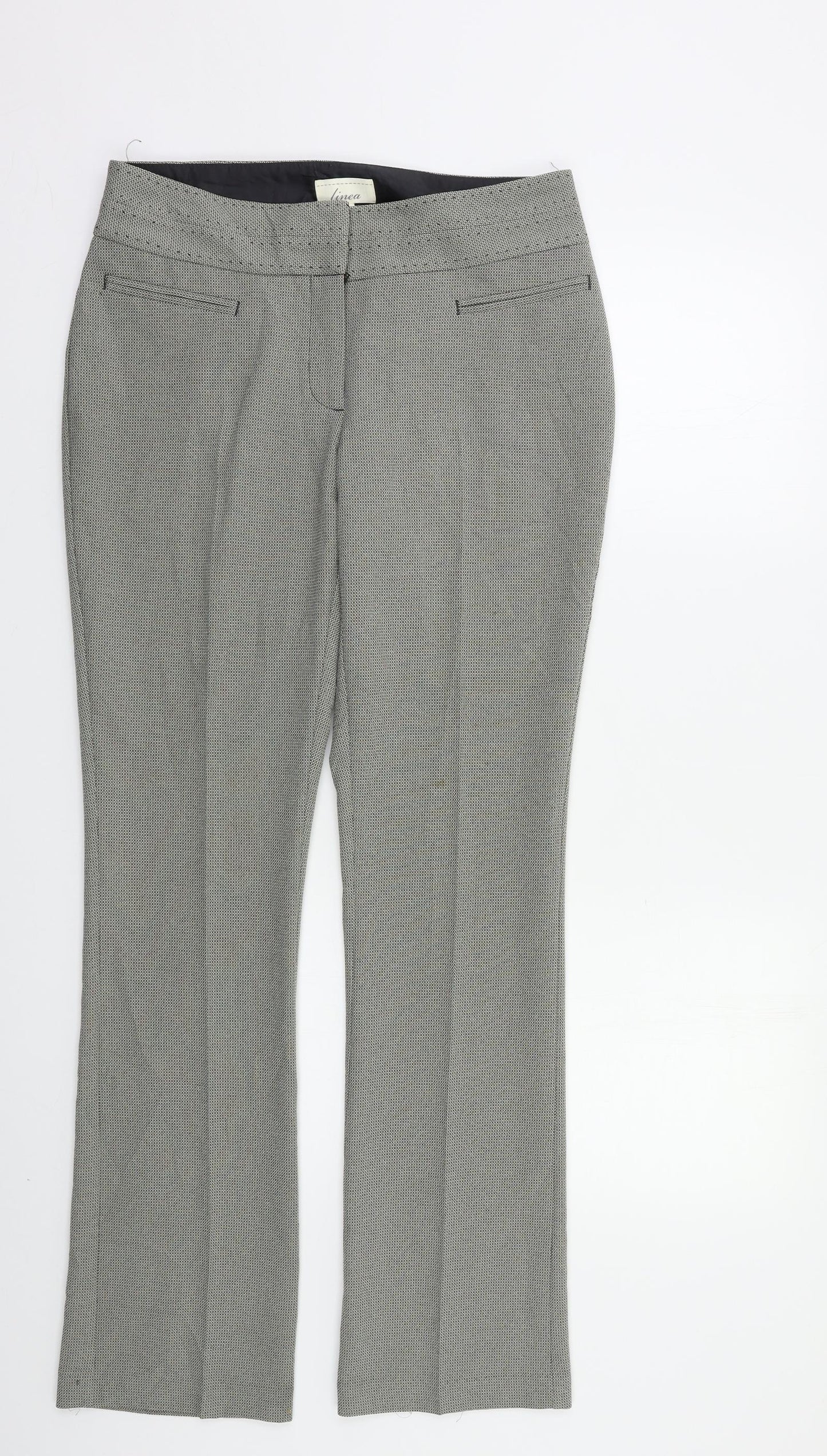 Linea Womens Grey Houndstooth  Trousers  Size 10 L30 in