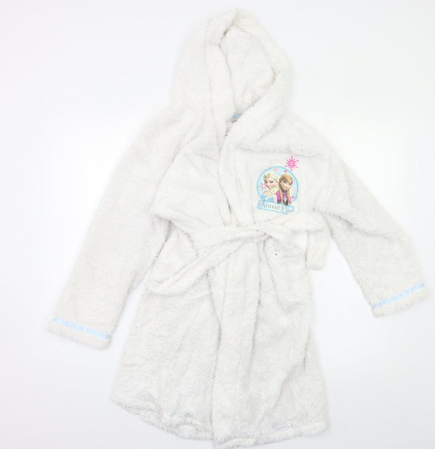Disney Girls White Solid  Kimono Robe Size 9-10 Years  - Frozen