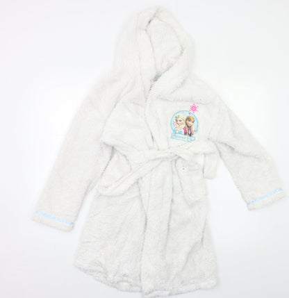 Disney Girls White Solid  Kimono Robe Size 9-10 Years  - Frozen
