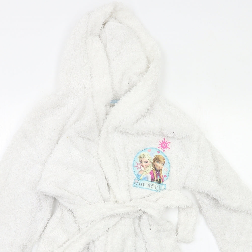 Disney Girls White Solid  Kimono Robe Size 9-10 Years  - Frozen