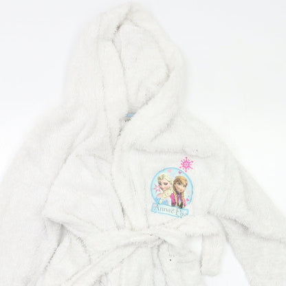 Disney Girls White Solid  Kimono Robe Size 9-10 Years  - Frozen
