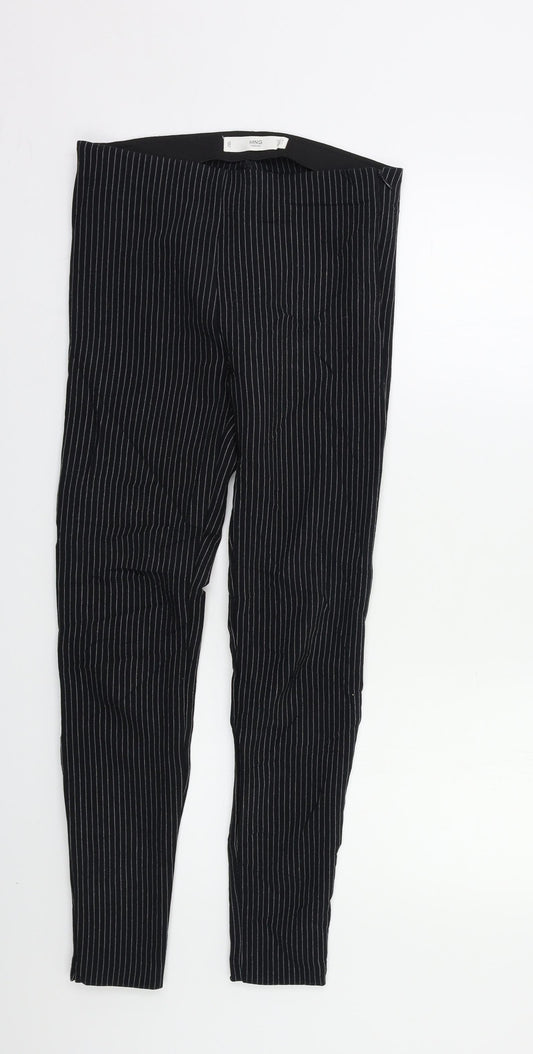 MNG Womens Black Striped  Dress Pants Trousers Size 8 L26 in