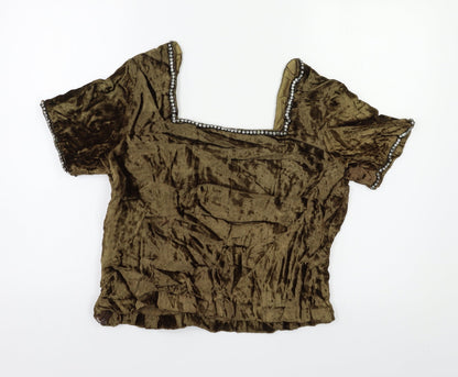 Womens UK Size M Preworn Beige Basic Blouse