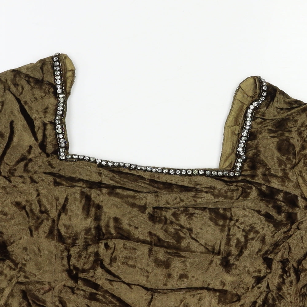 Womens UK Size M Preworn Beige Basic Blouse