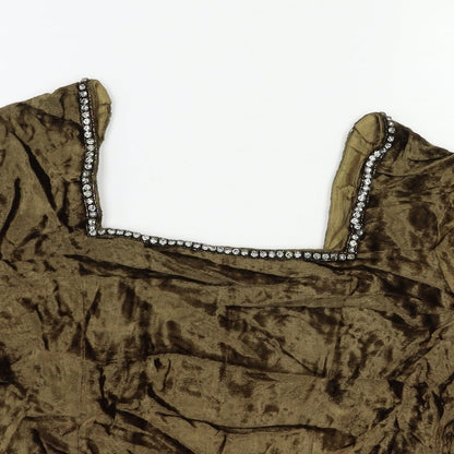 Womens UK Size M Preworn Beige Basic Blouse