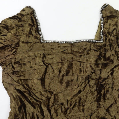 Womens UK Size M Preworn Beige Basic Blouse