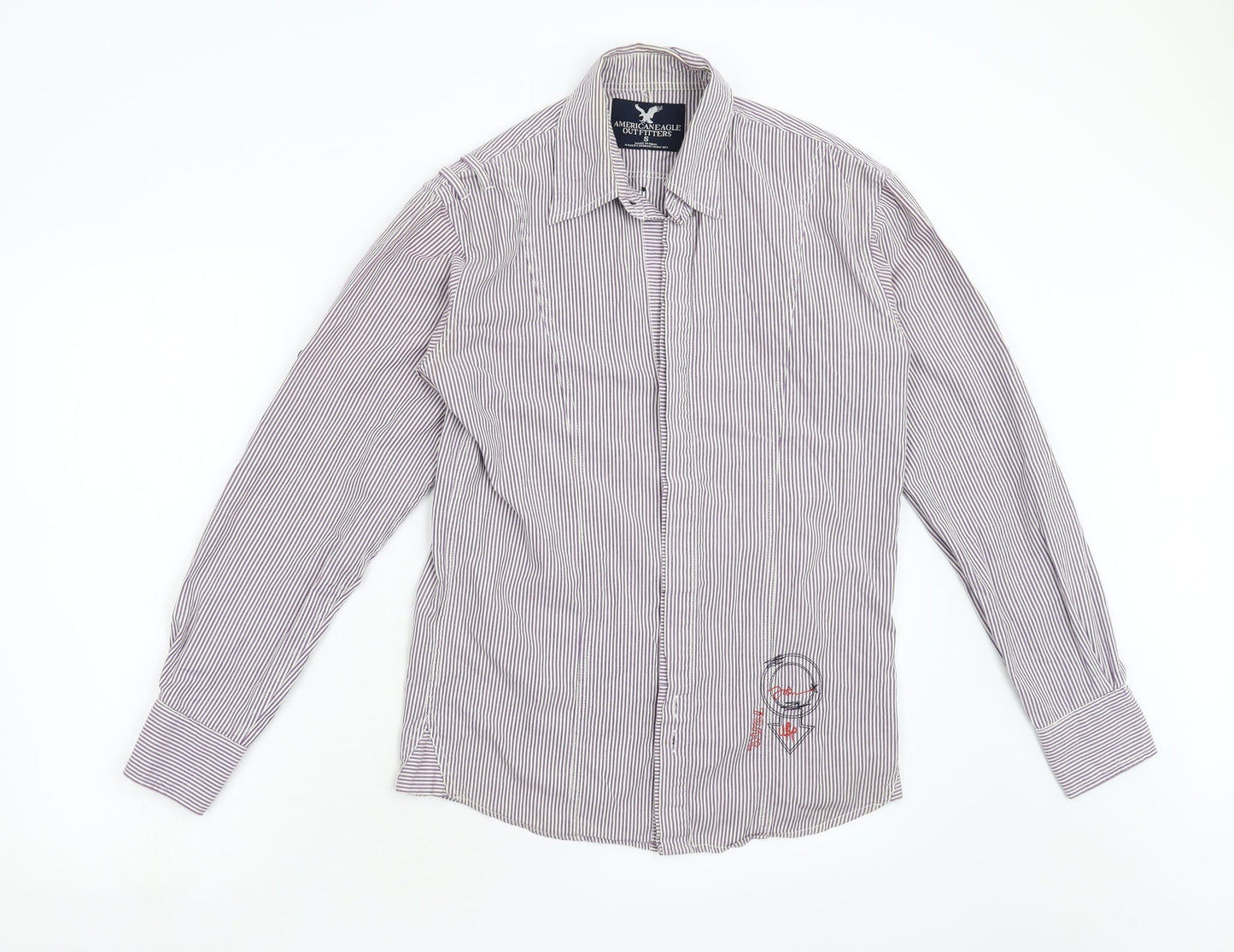 American Eagle Mens Purple Striped   Button-Up Size S