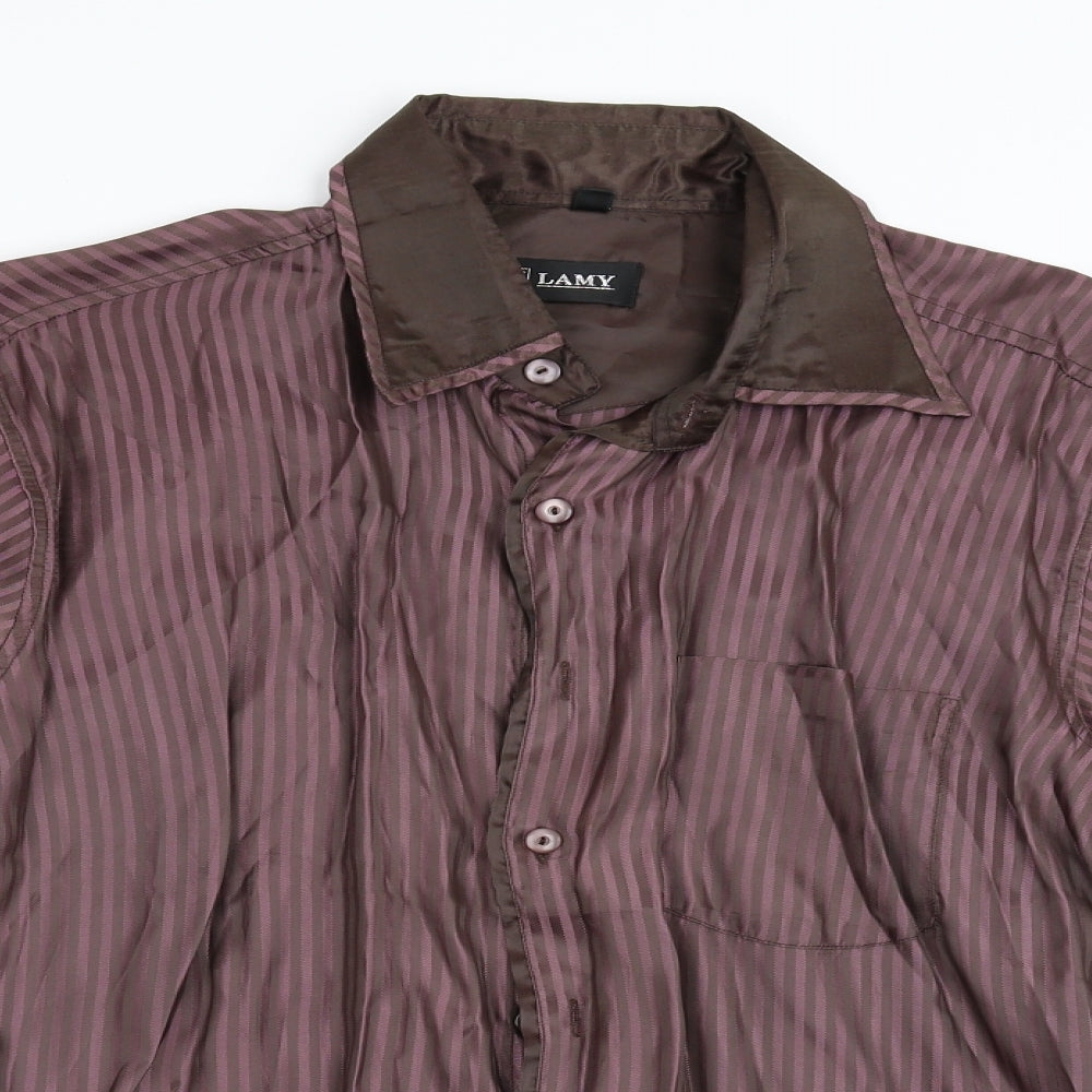 Mens UK Size L Lamy Purple  Button-Up Long Sleeve Casual Shirt