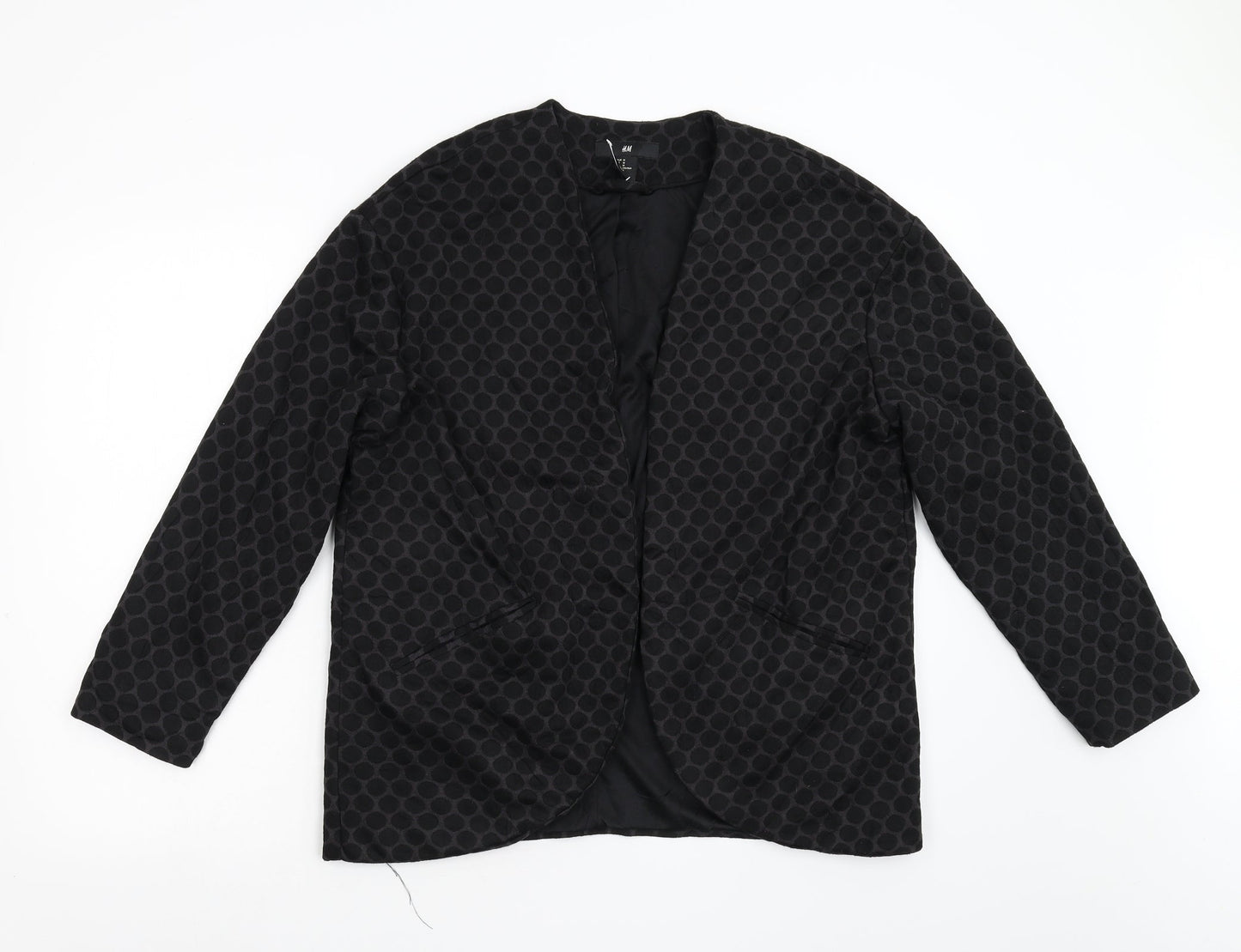 H&M Womens Black Polka Dot  Jacket Blazer Size 12