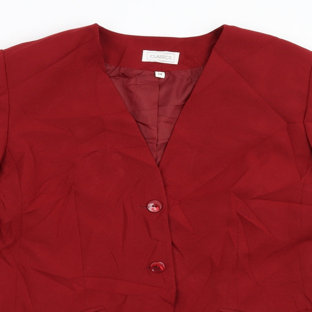 Classics Womens Red   Jacket Suit Jacket Size 14