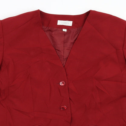 Classics Womens Red   Jacket Suit Jacket Size 14
