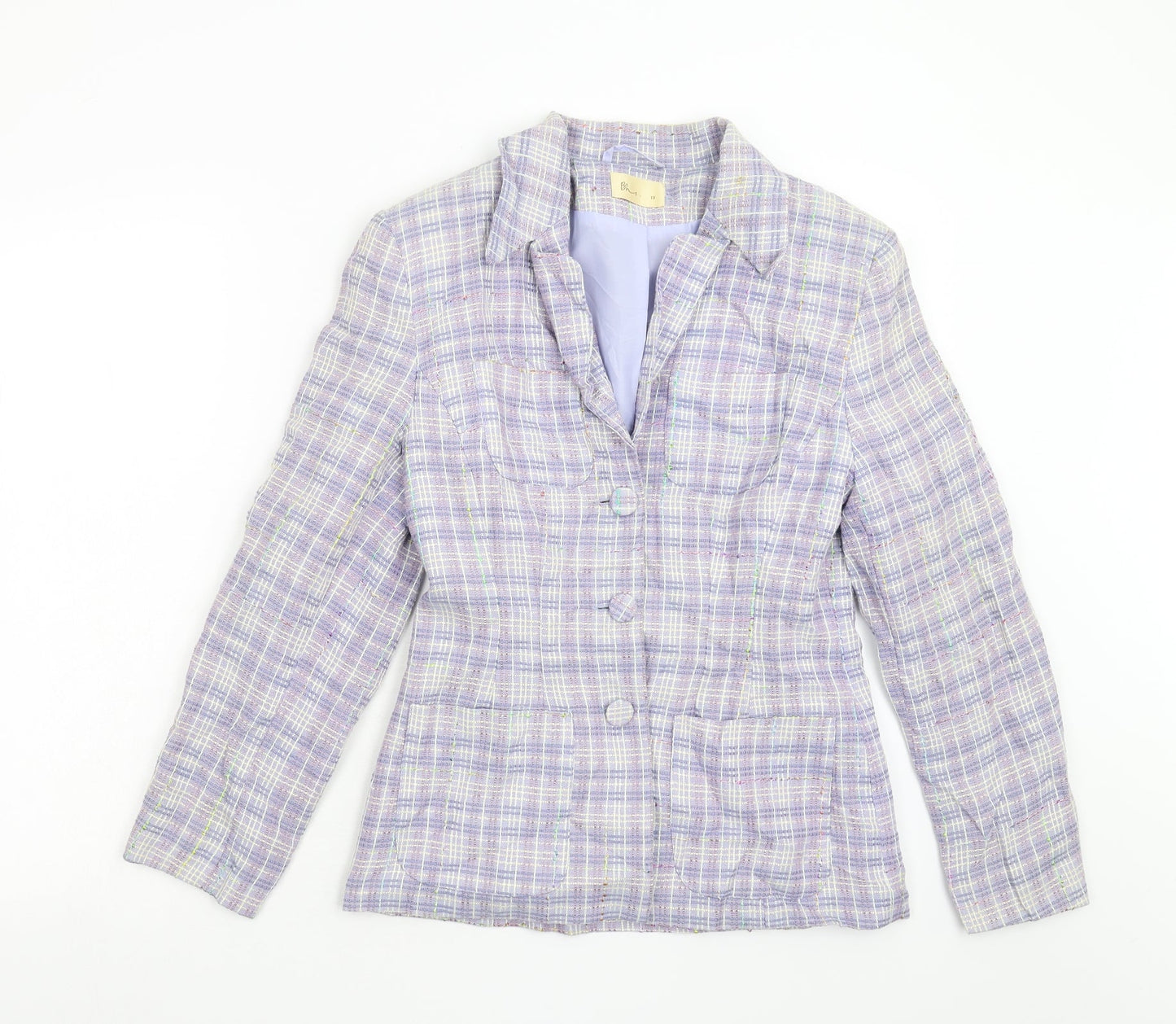 BHS Womens Purple Check  Jacket Blazer Size 10